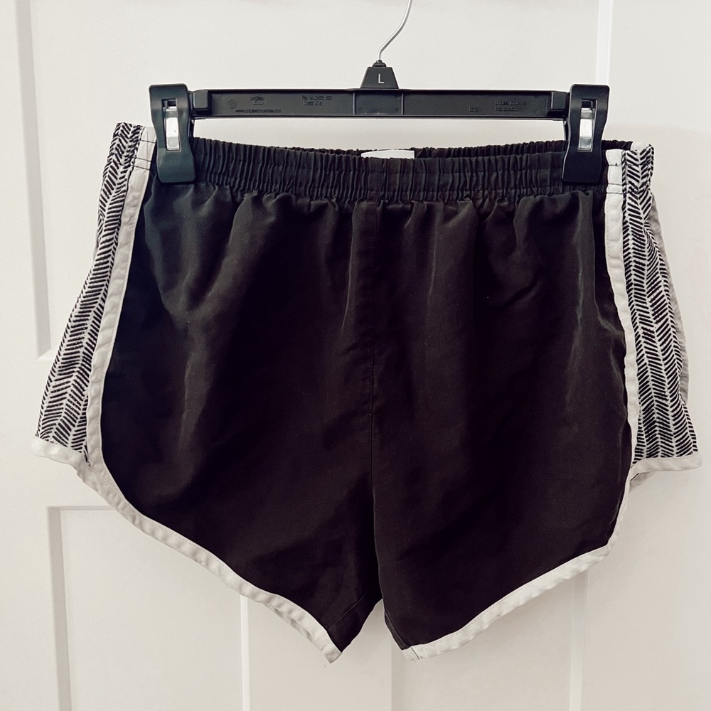 Black and White Athletic Shorts with Sporty Stripes
